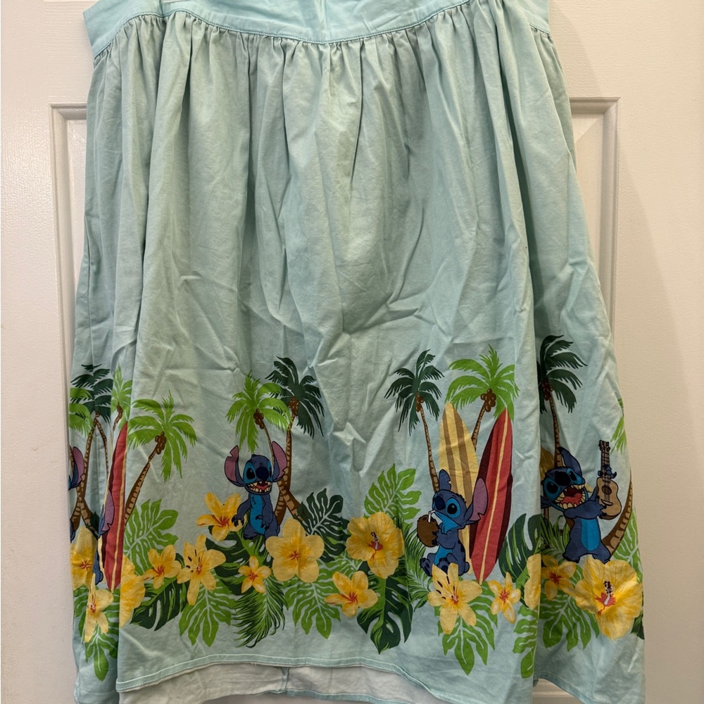Tropical Blue Skirt with Stitch Design
